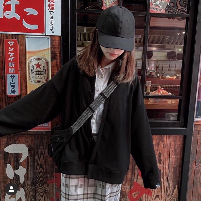 Áo Khoác Cardigan Basic Unisex Black Ảnh+Clip Thật