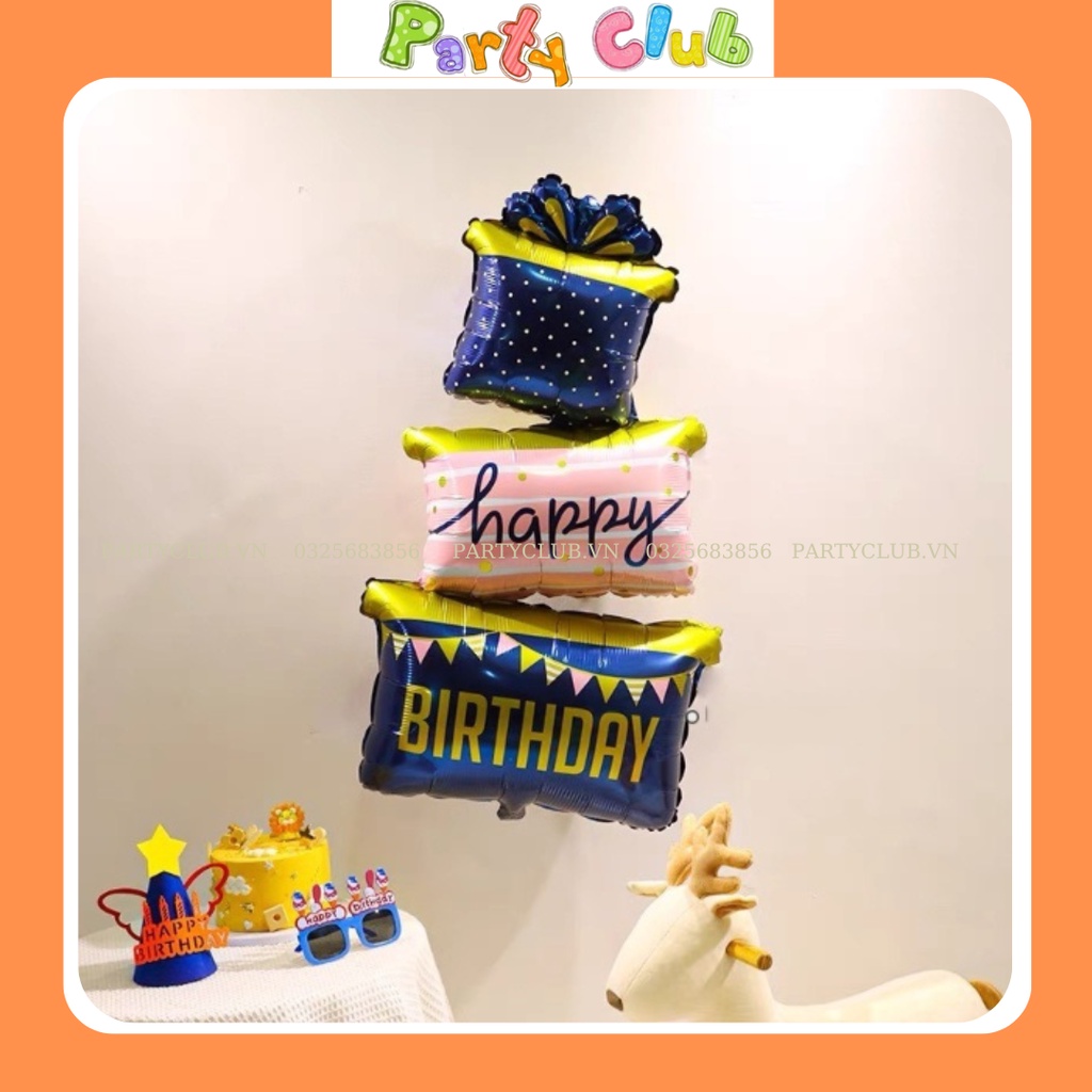 Bóng hộp quà Happy Birthday mẫu mới trang trí sinh nhật