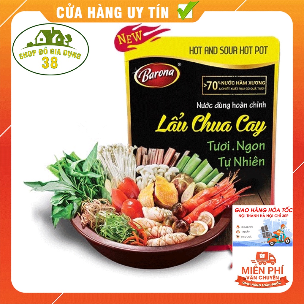 Lẩu Chua Cay - Nước Dùng Hoàn Chỉnh Barona Lẩu Chua Cay - Thơm Ngon Tự Nhiên 180g