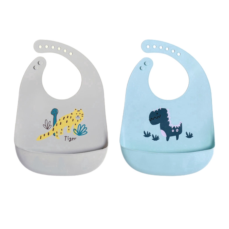 yếm ăn dặm Baby Meal Cute Animal Pattern Bib Waterproof Bib Children Silicone Super Soft Rice Pocket Baby Saliva Bib