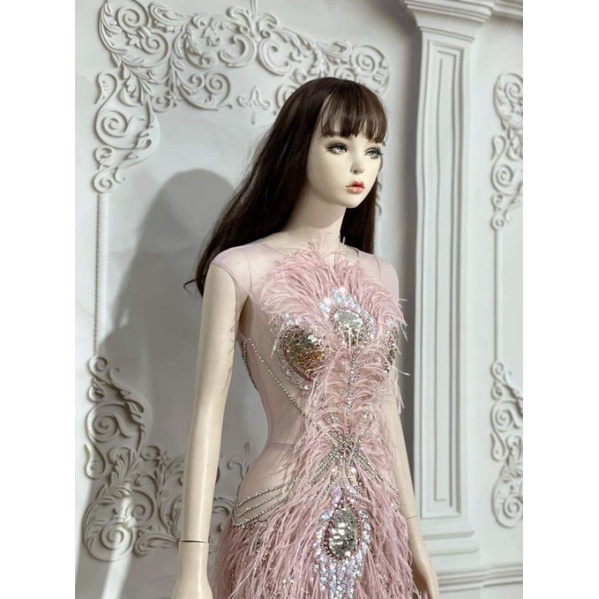 Váy dạ hội xẻ tà đính kết lg vũ