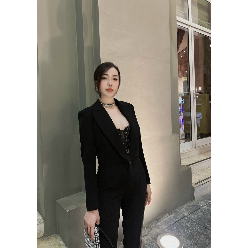 Áo vest đen 1 cúc dài tay AV103