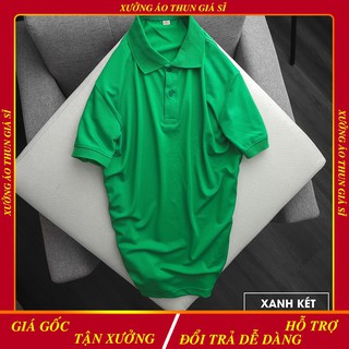 Áo phông nữ polo - Áo Cá Sấu Có Cổ Poly 4 Chiều Màu Xanh Két - Xanh Lá Đậm
