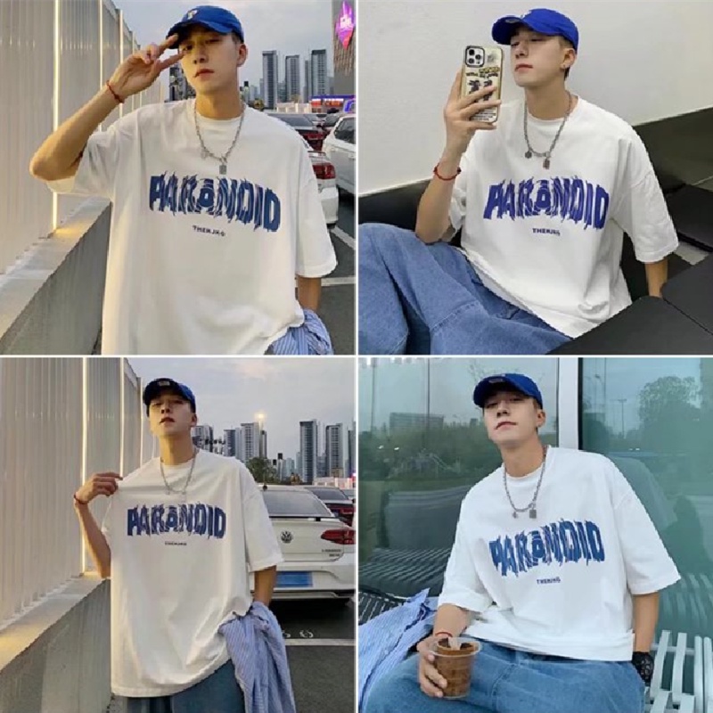 Áo Thun Tay Ngắn Dáng Rộng In Chữ Phong Cách Hip Hop Nhật Hàn Thời Trang Mùa Hè Cho Nam Giới Size M-8XL
