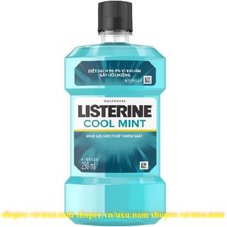 Nước Súc Miệng 250Ml Listerine Cool Mint Hương Bặc Hà Cho Hơi Thở Thơm Mát, Của Hàng Chính Hãng.