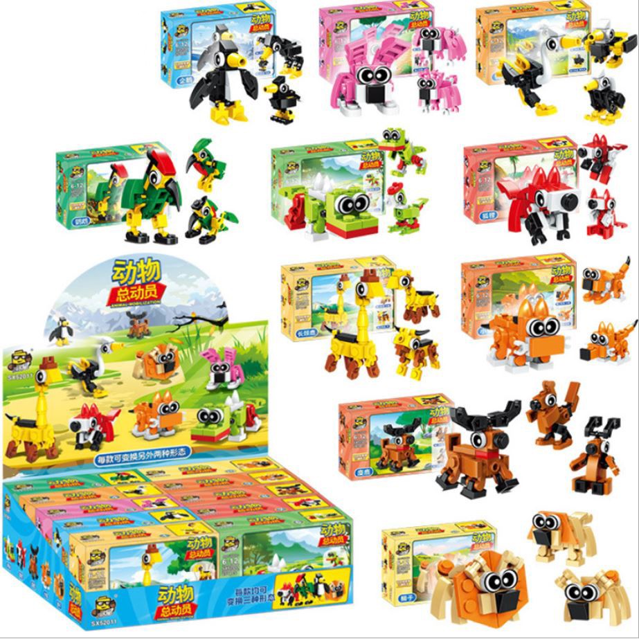 xếp hình lego Động vật Trang Trại 10 hộp có hướng dẫn lắp ghép chi tiết