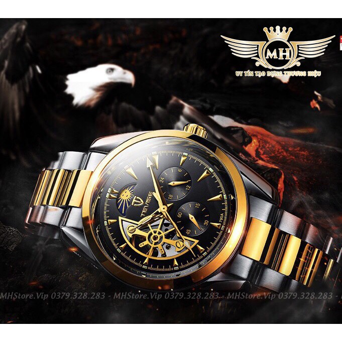 Đồng hồ cơ nam Tevise 795A chính hãng dây thép không gỉ, cơ automatic lộ máy chạy 5 kim đẹp giá rẻ [Tặng tháo dây] | BigBuy360 - bigbuy360.vn