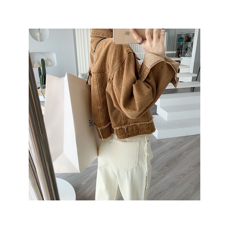 Áo Khoác Denim Dáng Ôm Ngắn Phong Cách Hàn Quốc Thời Trang Thu Xuân Dành Cho Nữ