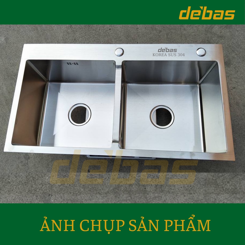 Chậu rửa bát đúc 2 hố cân inox sus304 bồn rửa chén 2 hộc korea Debas 8245 7843 7042