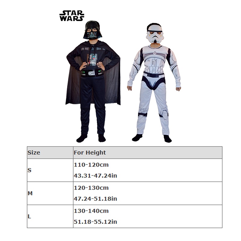 Bộ đồ hóa trang nhân vật phim Chiến tranh giữa các vì sao Death Vader Storm Trooper làm quà Halloween cho trẻ