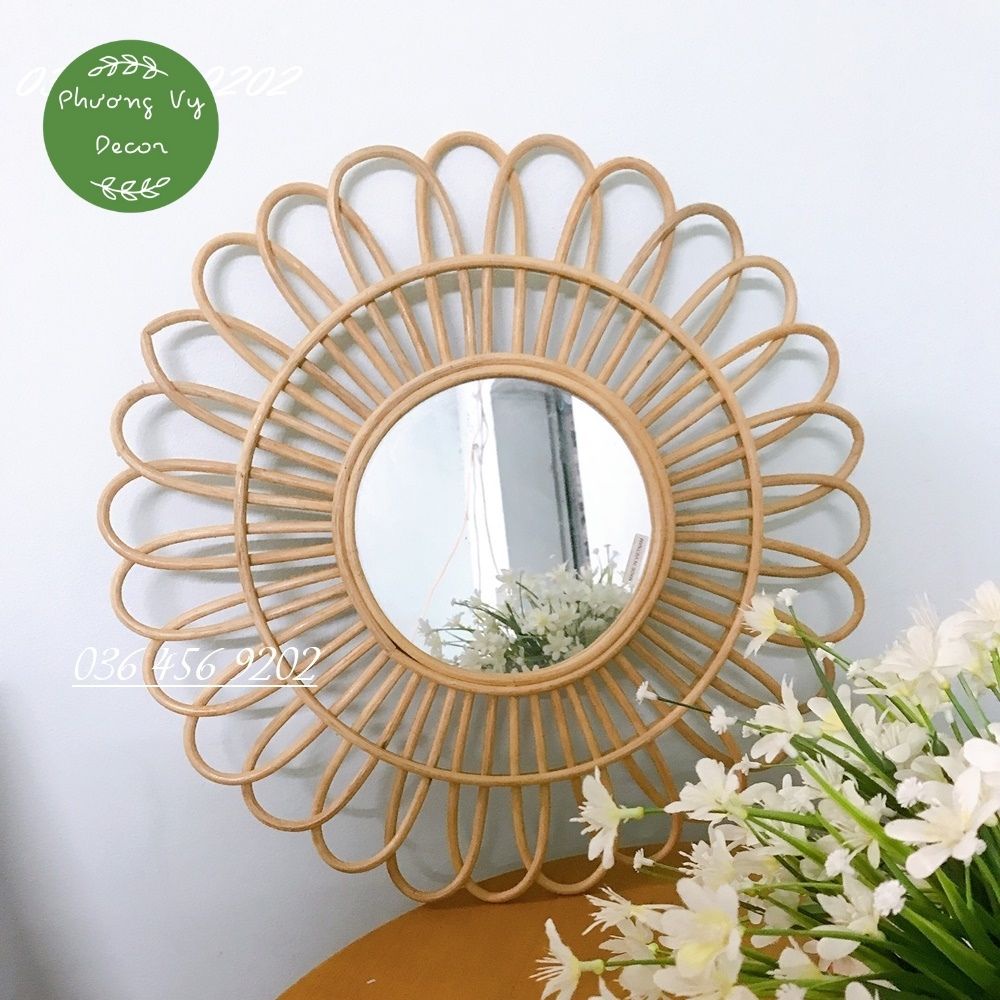 Gương trang trí, gương mây decor nhà cửa, quán ăn, cafe xinh xắn