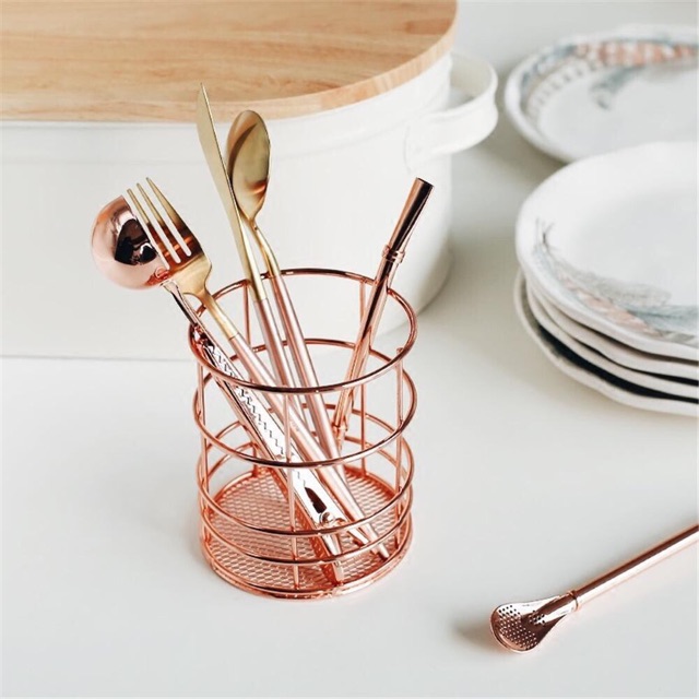 Rổ kim loại rosegold decor