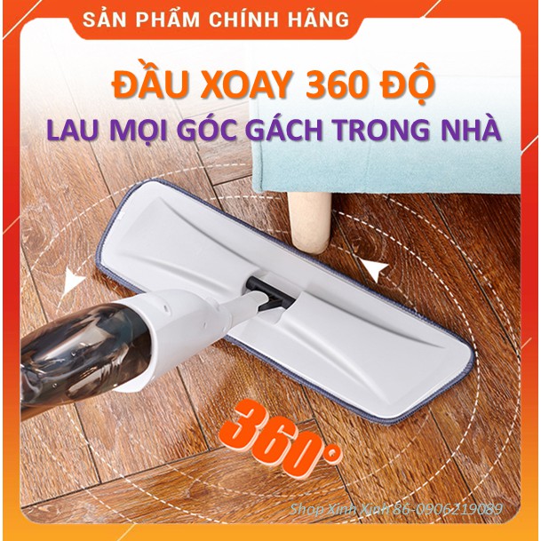 Cây Lau Nhà Thông Minh [TẶNG ĐẦU BÔNG LAU] Aura Phun Sương Xoay 360