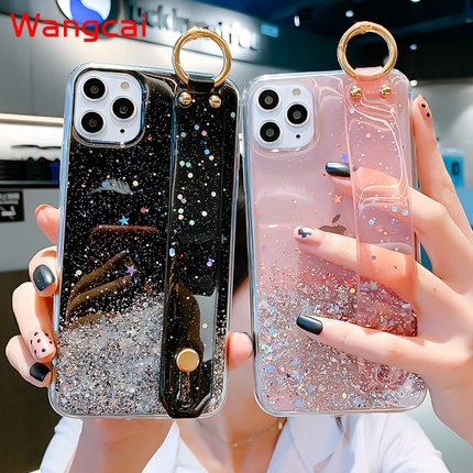 Ốp điện thoại PC trong suốt chống sốc phối kim tuyến cho iPhone SE 2020 11 Pro XS Max XR X 8 7 6 6s Plus 5s 5 SE