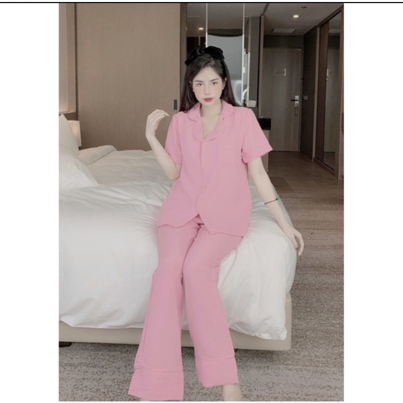 Bộ Pijama Đũi Xốp Trơn