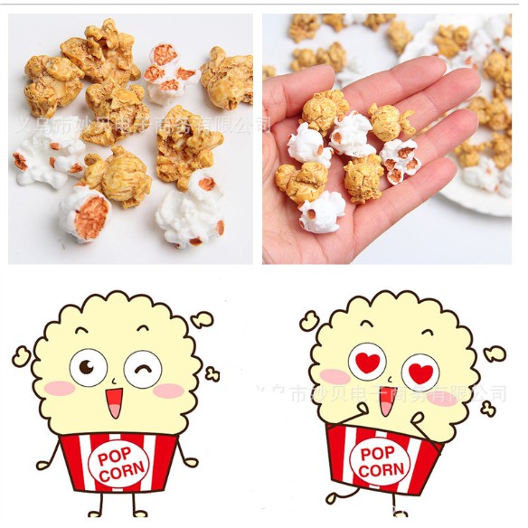 Charm mô hình bỏng ngô, bắp rang bơ Popcorn trang trí nhà búp bê, tiểu cảnh, móc chìa khóa, DIY