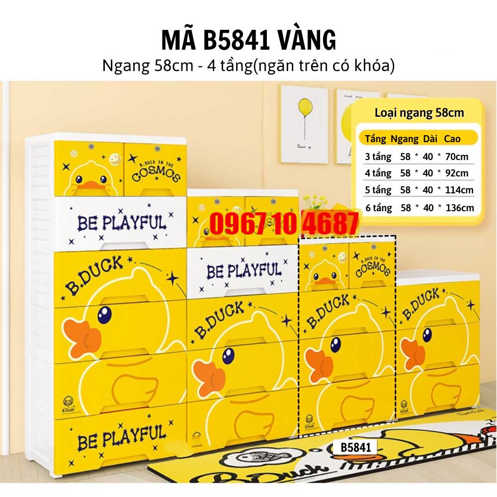 Tủ nhựa quần áo cho bé B.Duck - Tủ đựng quần áo trẻ em nhựa nguyên sinh ABS