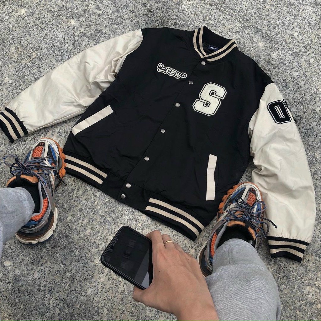 ÁO KHOÁC DÙ BOMBER UNISEX PHONG CÁCH BÓNG CHÀY PHỐI CHỮ S THỜI TRANG TRẺ NĂNG ĐỘNG