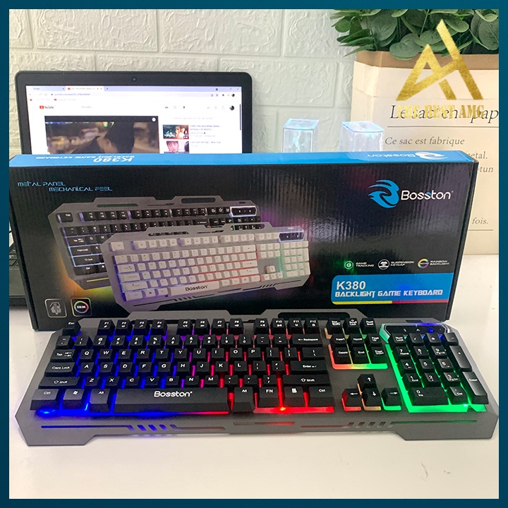 Bàn Phím Máy Vi Tính Laptop Chơi Game BOSSTON K380 LED 7 Màu - Bàn phím Giả Cơ Keyboard Gaming Có Dây