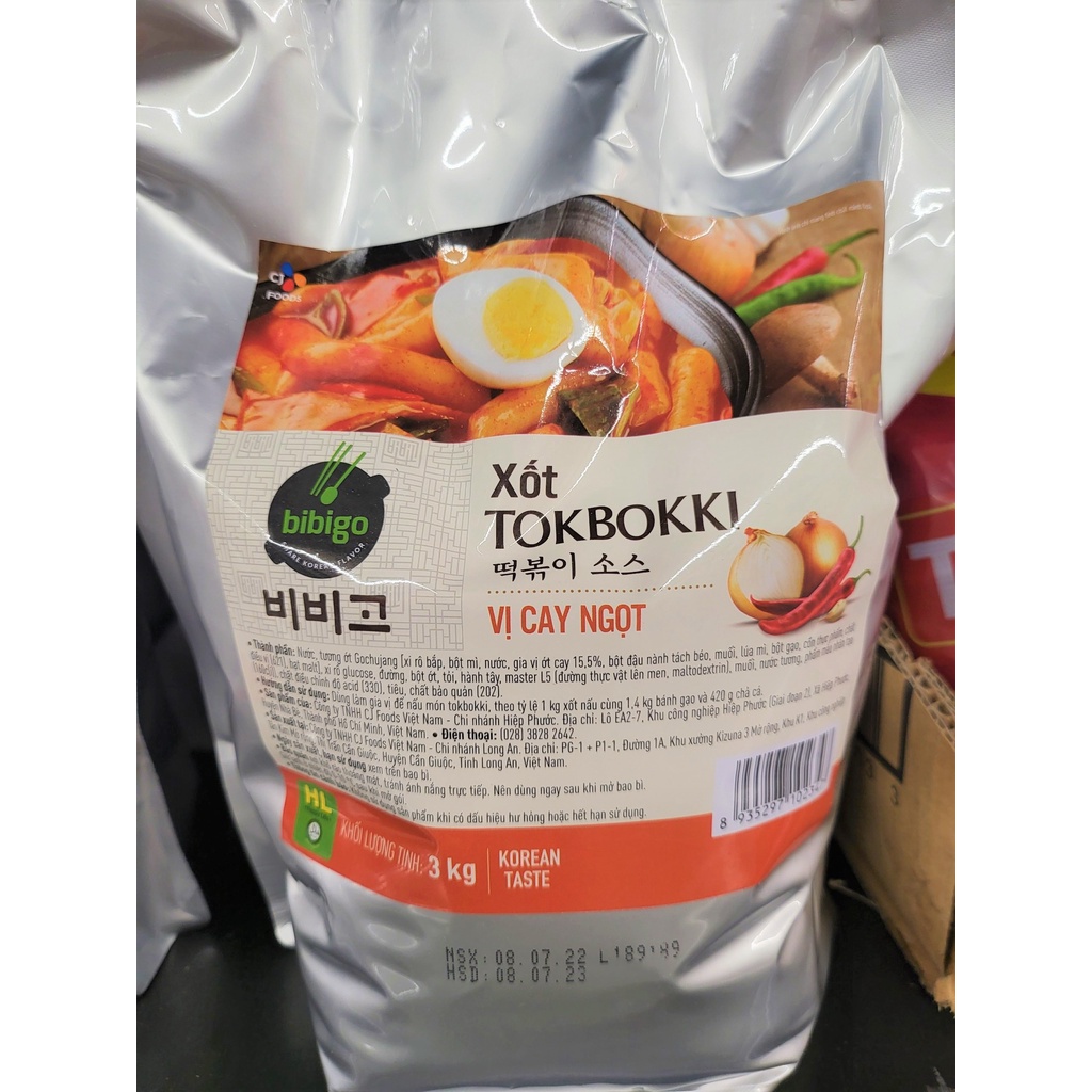 [TÚI LỚN 3Kg] XỐT BÁNH GẠO TOKBOKKI VỊ CAY NGỌT Bibigo [VN] CJ FOODS Tokbokki Korean Taste