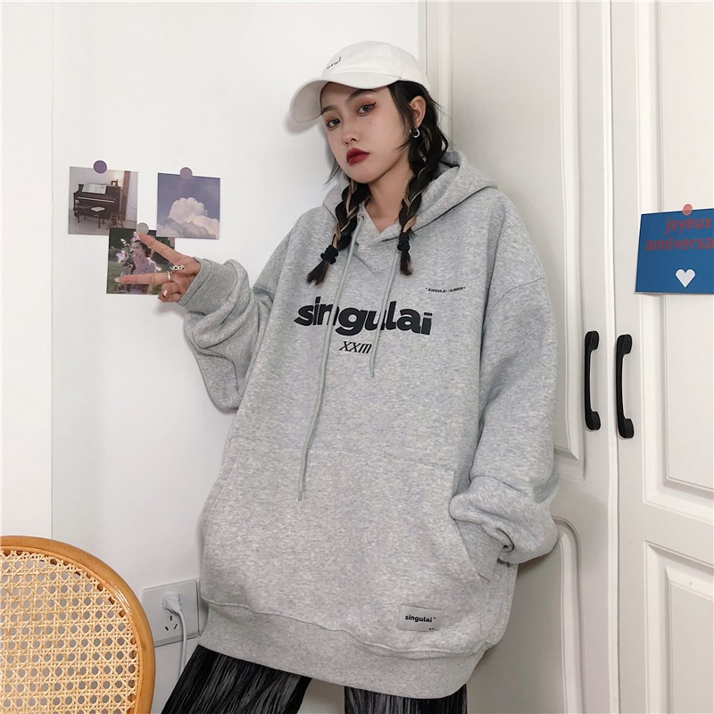 Áo hoodie nữ form rộng, áo nỉ hoodie nữ  form rộng màu đen có mũ mặc nhà đi học đi chơi unisex ulzzang hoc sinh  hàn quố | BigBuy360 - bigbuy360.vn