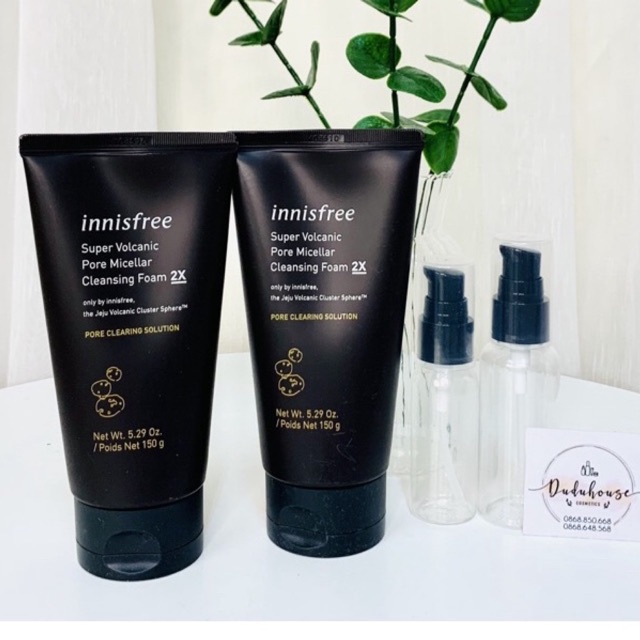 Sữa rửa mặt sạch sâu đá tro núi lửa innisfree Super Volcanic Pore Micellar Cleansing Foam 2X 150g