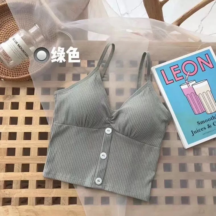 Bra nữ đính khuy, áo hai dây nữ đính cúc có đệm mút ngực không gọng siêu xinh, sang chảnh hàng Quảng Châu
