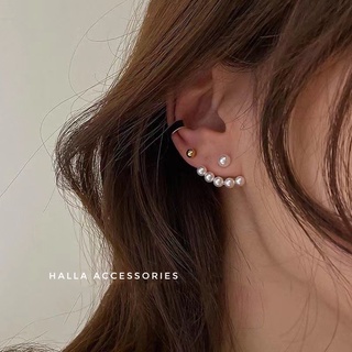 Khuyên tai bông tai hạt trai vầng trăng halla bt160