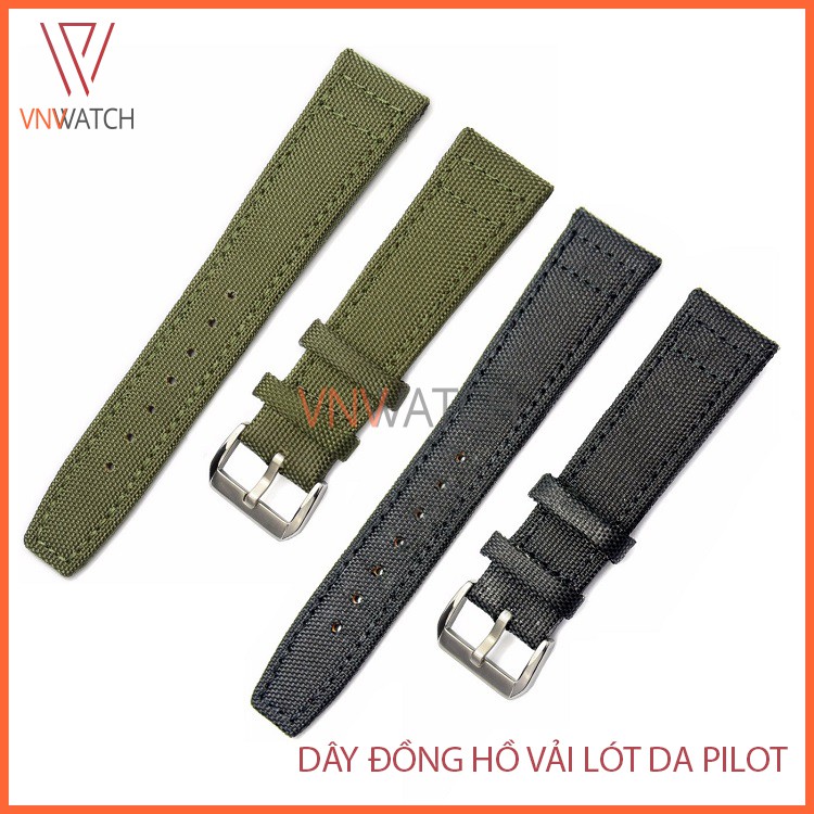 Dây đồng hồ vải dù pilot lót da cao cấp
