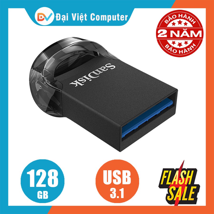 USB Sandisk ultra Fit CZ430 128GB 64GB 32Gb 16GB USB 3.1 130MB/s (đen)