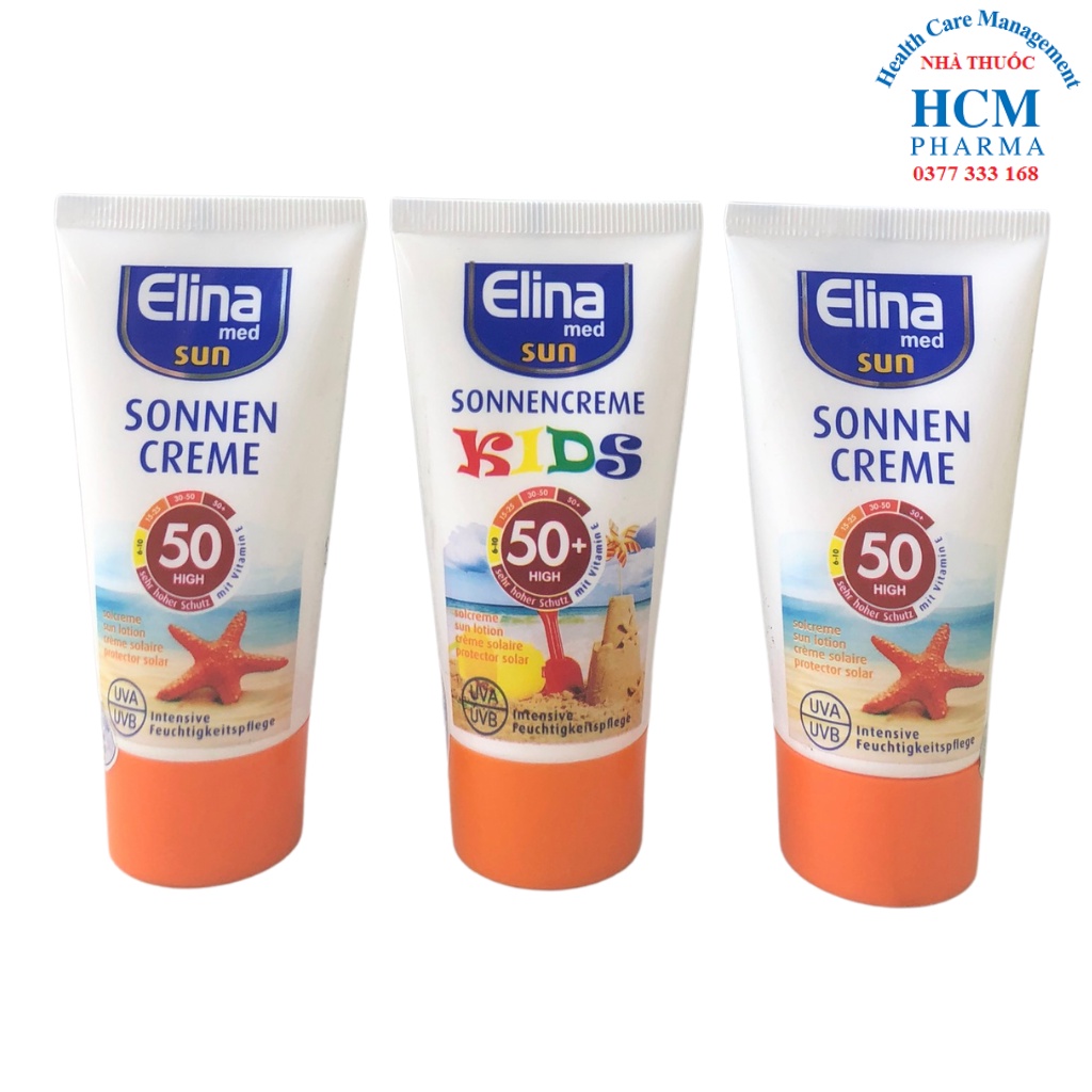 Kem chống nắng dưỡng ẩm chăm sóc cho da mặt body ELINA SONNENCREME tuýp 50ml nhập khẩu Đức DVN09