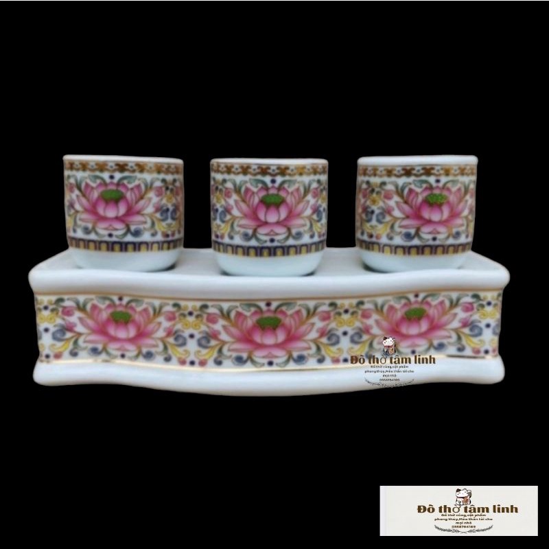 Bộ bình bông, lư hương,dĩa thờ cúng hàng sen tím gốm sứ cao cấp-Đồ Thờ Tâm Linh.