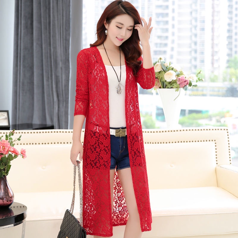Áo Khoác Ren Cardigan Mỏng Tay Dài Chống Nắng Phong Cách Hàn Quốc Thời Trang Mùa Hè 2022 Cho Nữ