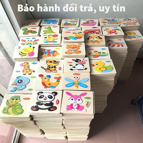 Đồ chơi gỗ tranh xếp hình 3D nhiều hình ngộ nghĩnh cho bé phát triển trí tuệ nhận biết màu sắc và hình học