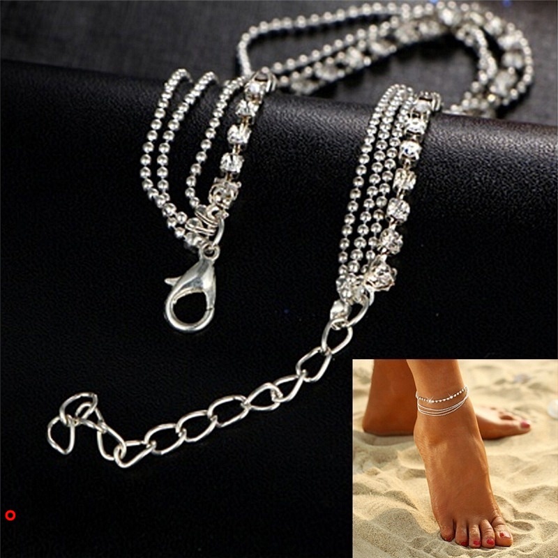 Lắc chân nhiều lớp đính hạt pha lê