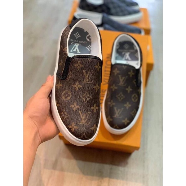 Giày thể thao nam,slipon giày lười Lv xanh than,nâu đế trắng fom tàu cao cấp