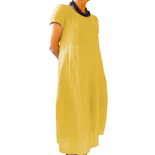 Đầm Nữ ZANZEA Tay Ngắn Cổ Tròn Dáng Rộng Đơn Giản Thời Trang