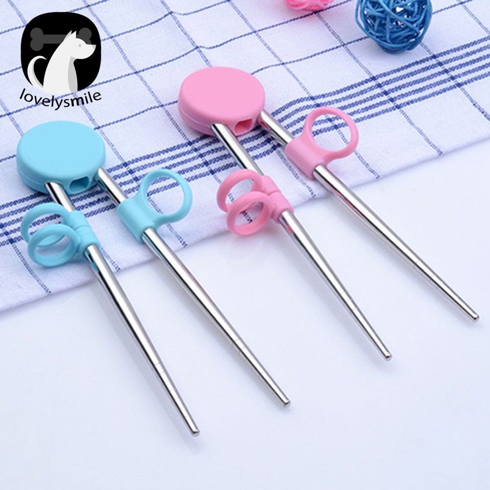 L ~✌Đũa Tập Ăn Bằng Silicone Và Thép Không Gỉ Dành Cho Người Mới Bắt Đầu