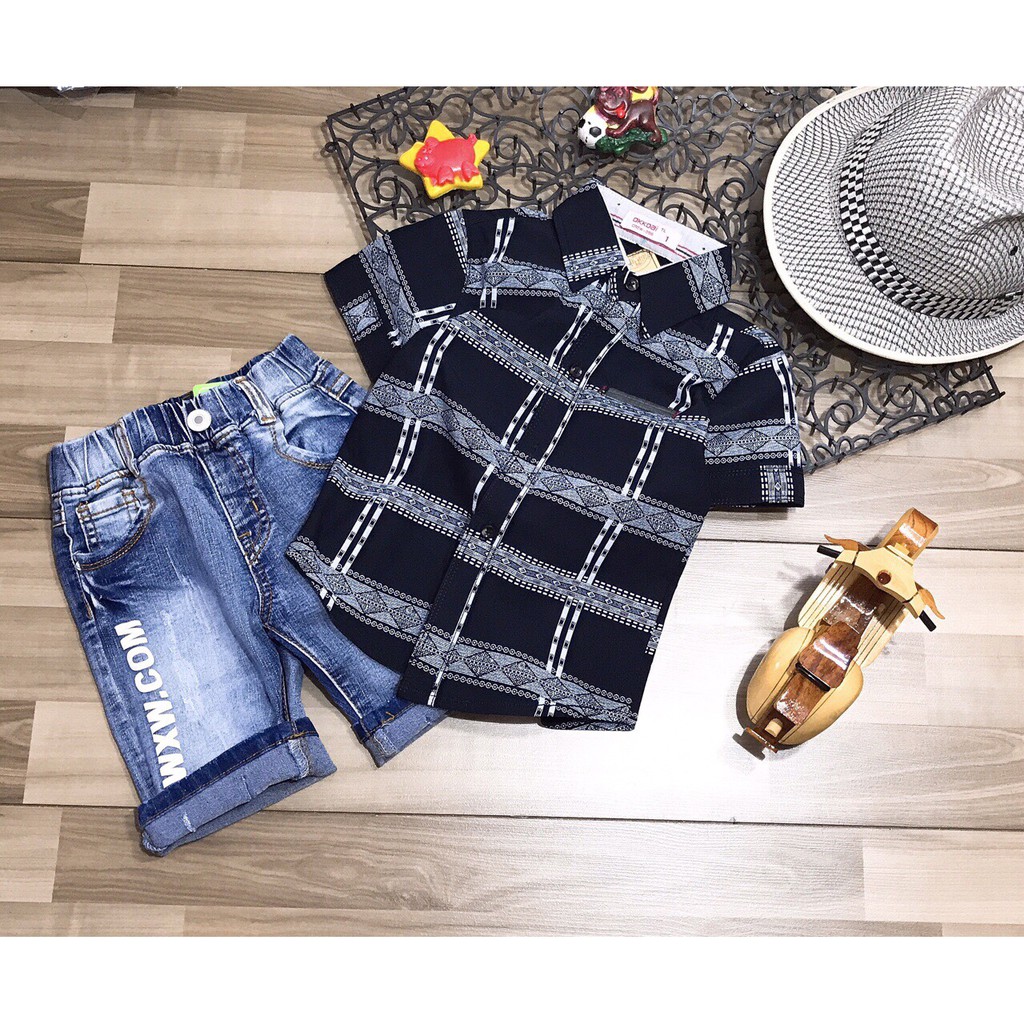 Sét Jeans BT áo sơ mi caro R8 nhí-1-8