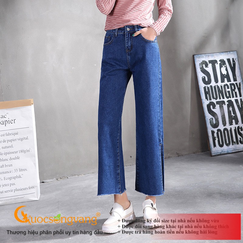 Quần jean nữ xẻ ống quần nữ ống đứng màu xanh biển GLQ092 Cuocsongvang