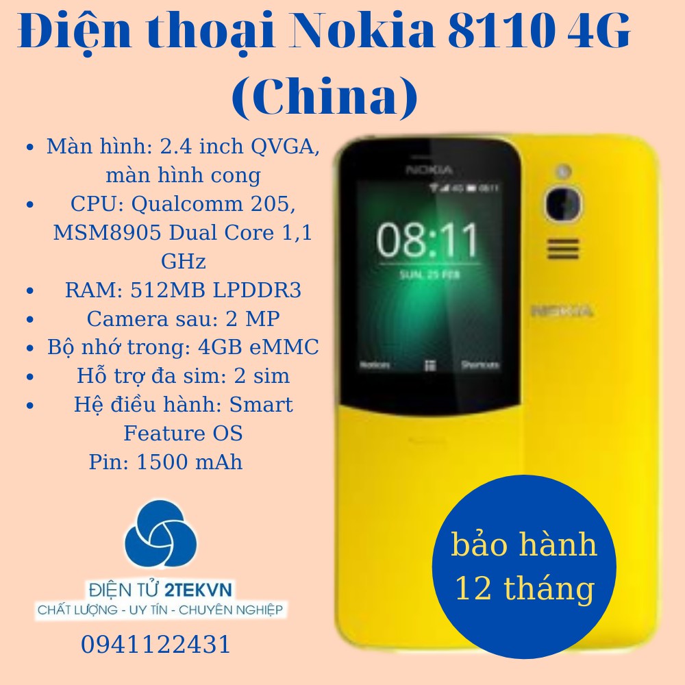 Điện thoại nokia 8110 nắp trượt giá rẻ bảo hành 12 tháng