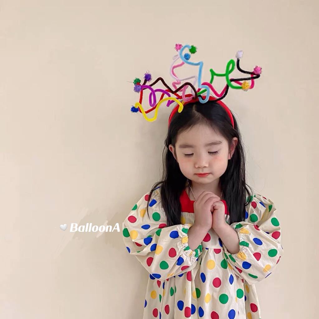 Băng đô bờm cài tóc gắn, đính tua rua nhiều màu sắc vui nhộn đáng yêu thời trang phong cách Hàn Quốc