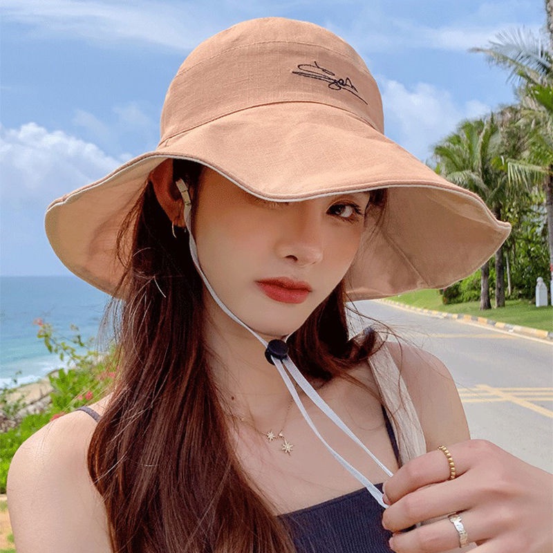 Mũ Rộng Vành Chống Tia Cực Tím Hai Mặt Có Thể Mặc Vào Mùa Hè Cho Nữ