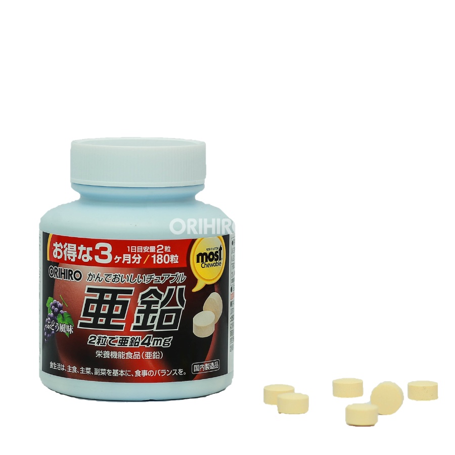 Viên nhai bổ sung Kẽm Orihiro Most Chewable 180 viên