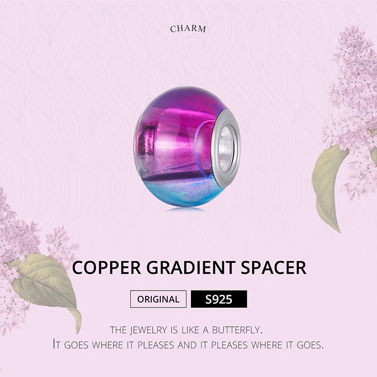 Hạt phụ kiện xỏ vòng BAMOER YIC024 họa tiết màu gradient vũ trụ