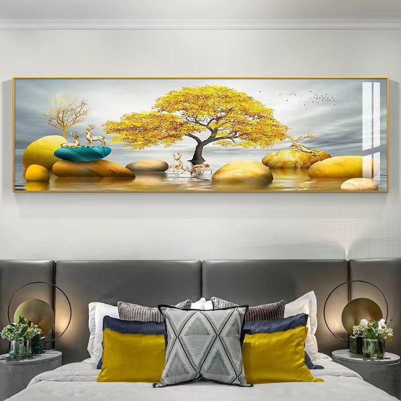 Cuộc sống tối giản hiện đại trang trí phòng bức tranh sofa nền tường ngủ đầu giường bằng sứ pha lê Bắc Âu đơn ánh s