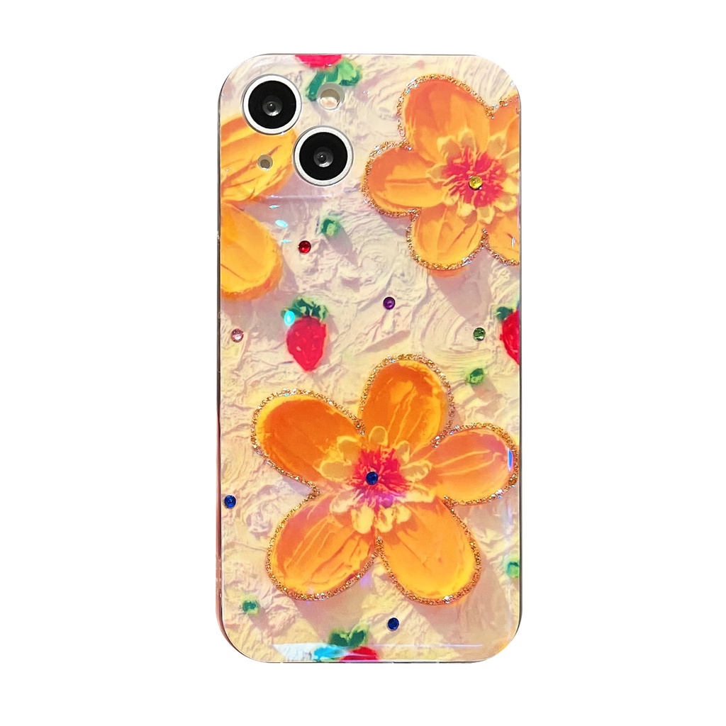 Ốp Điện Thoại Họa Tiết Hoa Vàng Thời Trang Chống Sốc Cho iPhone 14 / 13 / 12 / 11 / X / 8 / 7P