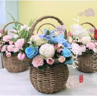 Giỏ cối mây bện gói hoa