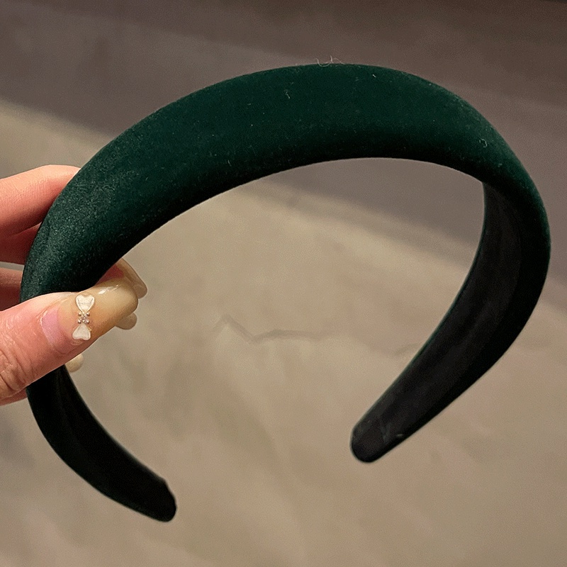 Băng đô bản rộng bằng vải nhung màu đỏ phong cách vintage thời trang Pháp