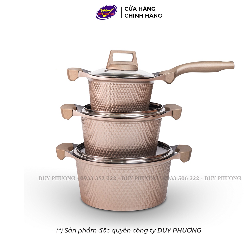 Bộ nồi chống dính NHẬP KHẨU MỸ, ĐÚC NGUYÊN KHỐI 5 lớp (5kg), NẤU được TẤT CẢ bếp - KHÔNG CHẢ